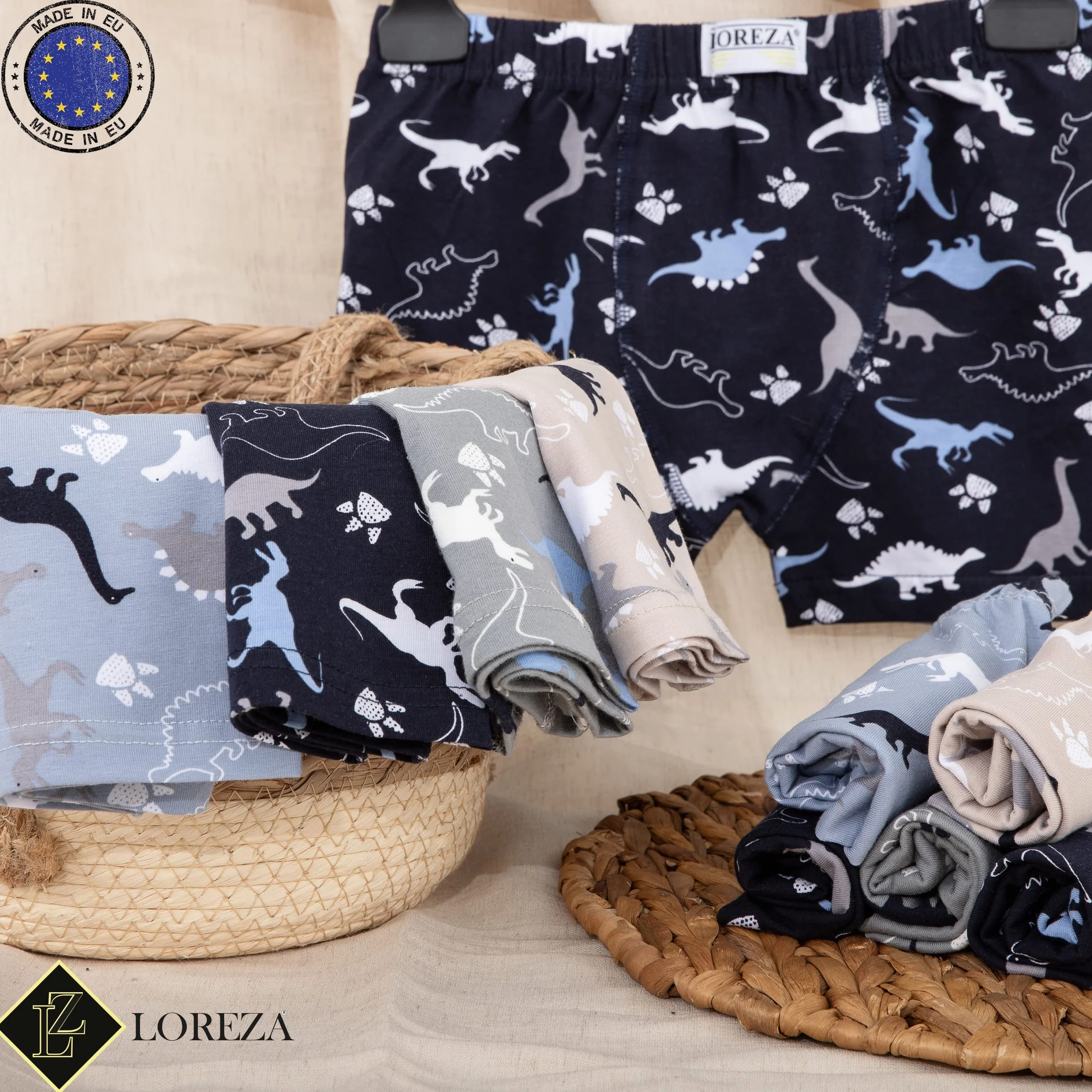 LOREZA ® 10 Boxer Slip Ragazzi Boxer Slip Dino Motivo Mutande Cotone 1-11 Anni