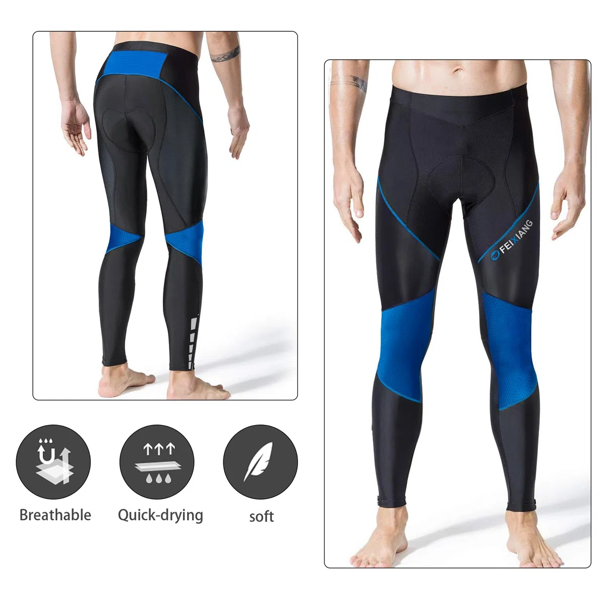 MEETWEE Ciclismo Lunghi Pantaloni Uomo,3D Gel Imbottito Traspirante Compression Mutande MTB Pantaloni da Bike Biciclette Bici