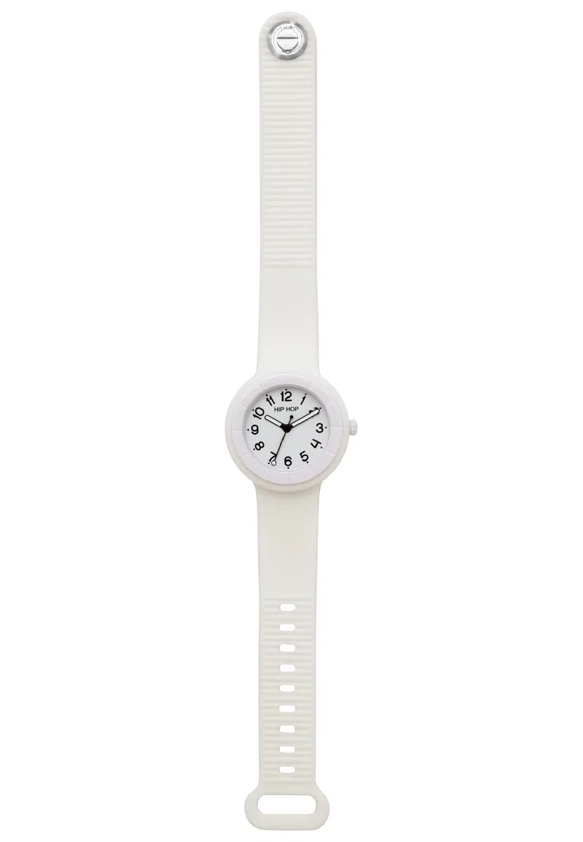 HIP HOP, Collezione Hero.Dot, Orologio Donna, Cinturino in Silicone Soft Touch Intercambiabile, Pratica Chiusura, Lunetta Bianca, Numeri Verdi, Cassa 34 mm, Movimento al Quarzo
