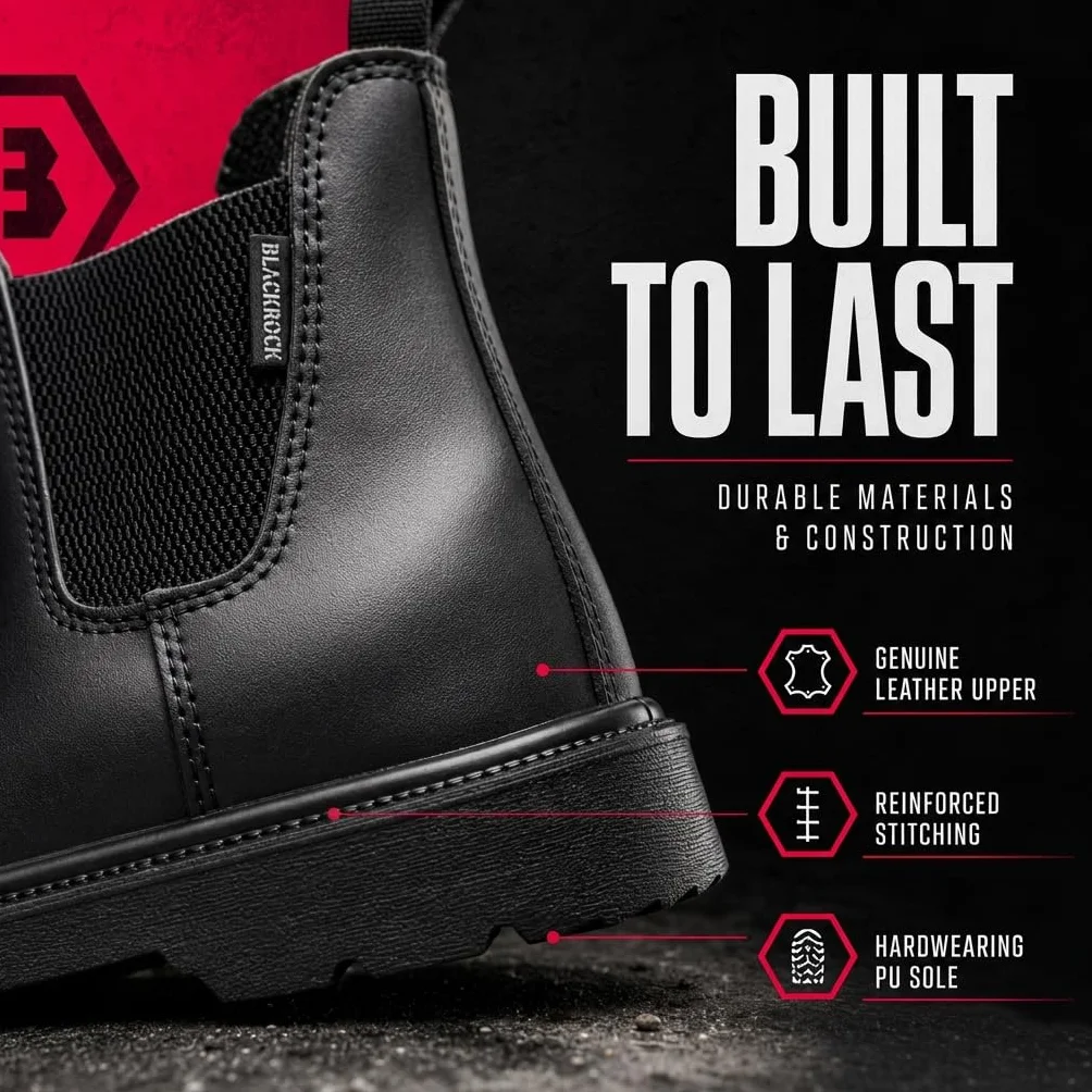 Blackrock Dealer Stivali di sicurezza da lavoro, Punta d'acciaio, Stivali Chelsea, Uomo Donna, Scarpe di sicurezza, Giardinaggio, Nero, Equitazione, Cantiere, Scarpe antiscivolo, Leggero