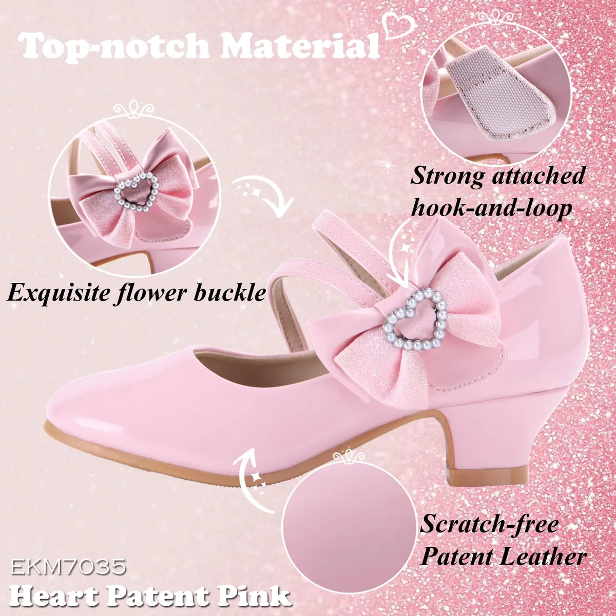 EIGHT KM EKM7018 Scarpe Eleganti per Ragazze con Tacco Alto Mary Jane Princess per Feste di Nozze - Illuminanti per Bambini Toddler