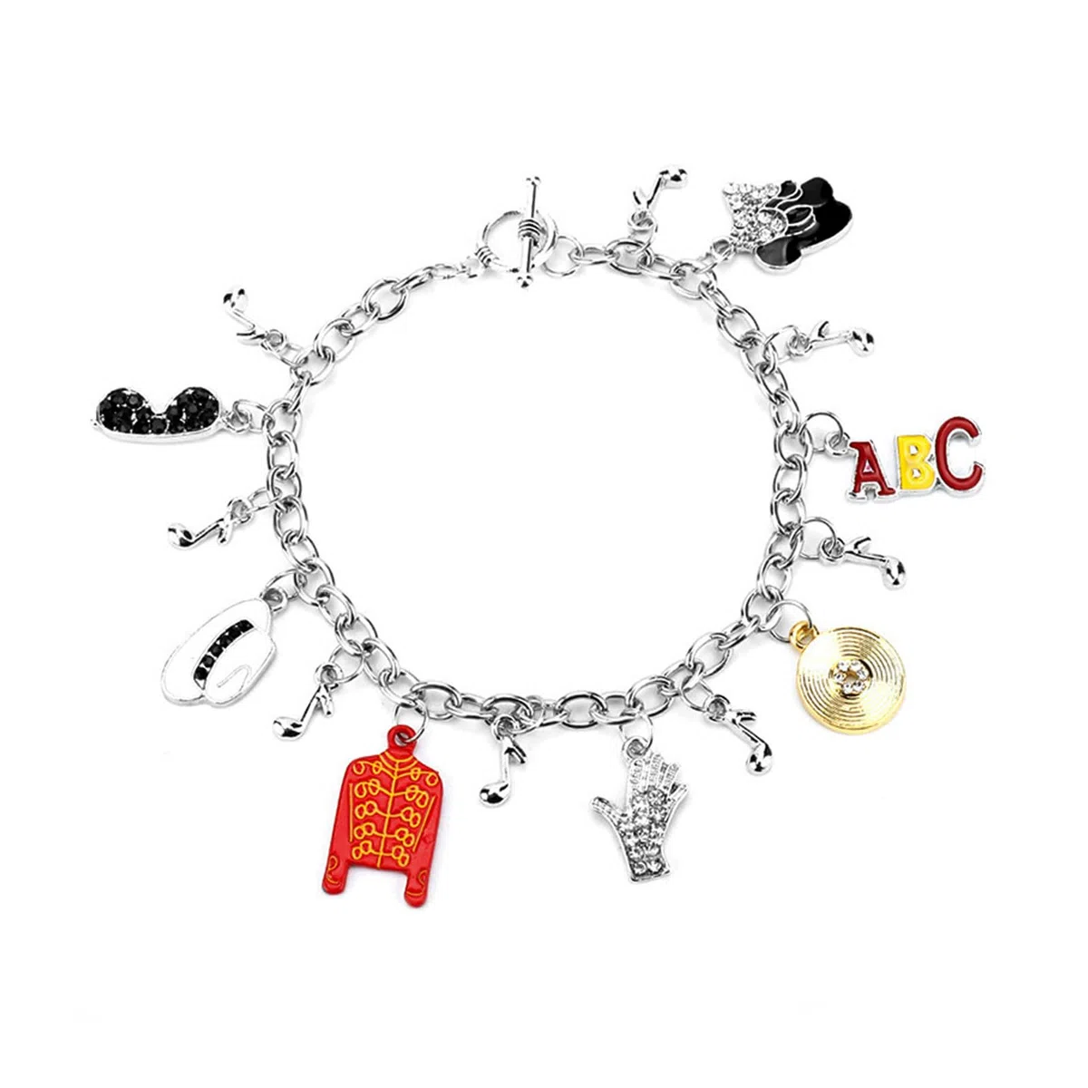 MJ - Braccialetto per fan di Michael, gioielli classici World Dance King, collezione commemorativa, alla moda Michael Jackson, con ciondolo in lega