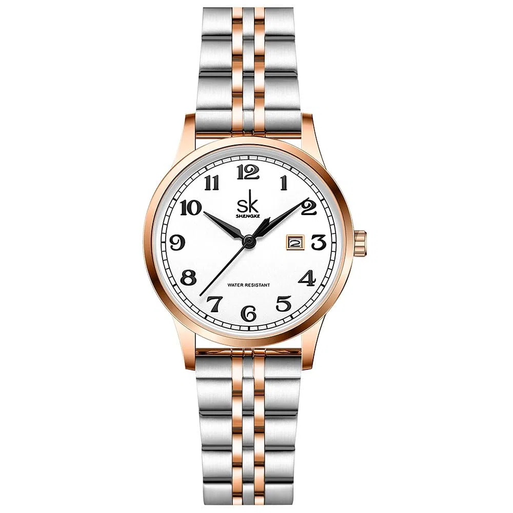 SHENGKE K0150L - Orologio analogico al quarzo, da donna, con cinturino in pelle