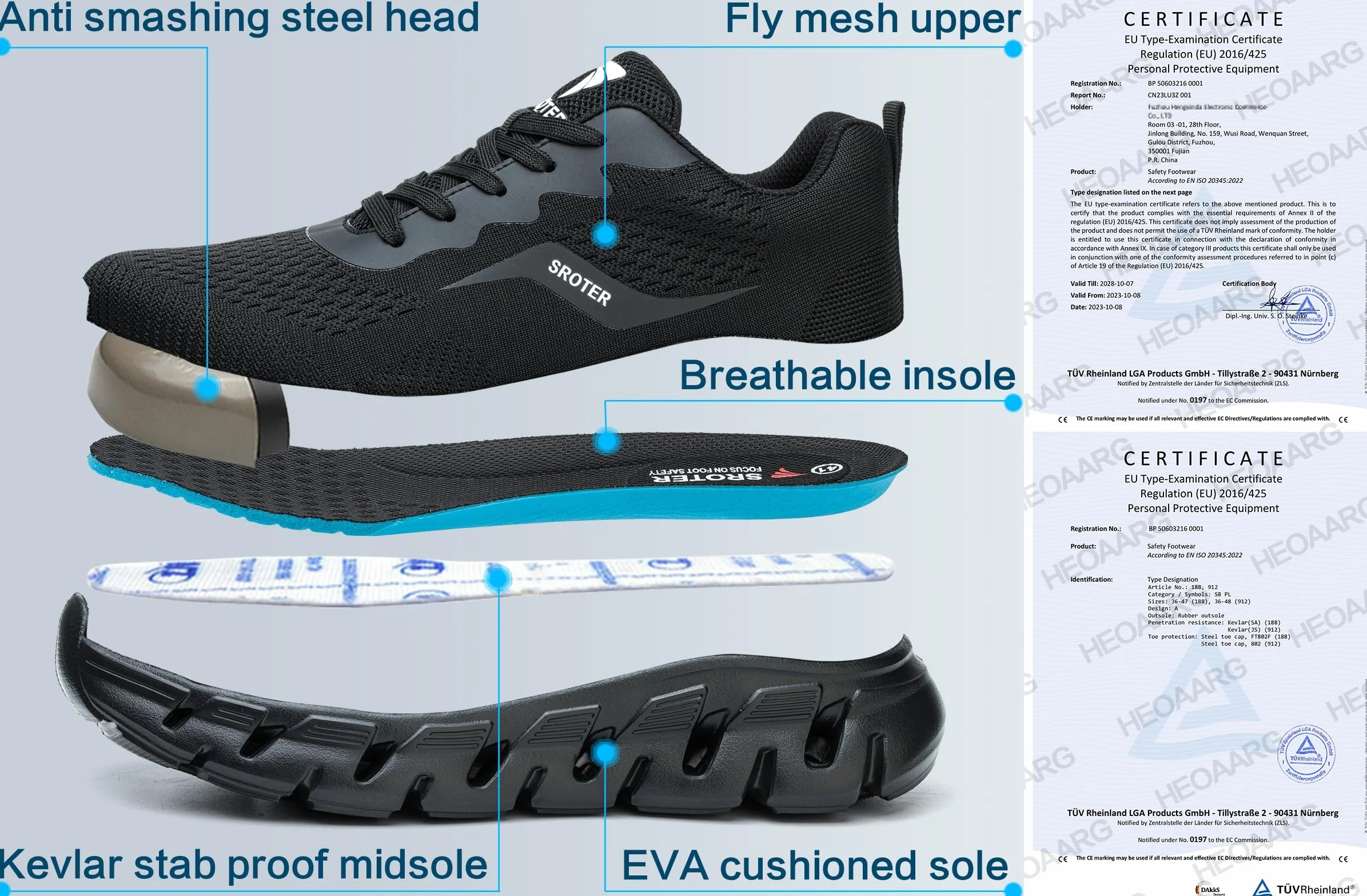 HEOAARG Scarpe Antinfortunistiche Uomo Donna Estive Scarpe da Ginnastica Donna con Punta in Acciaio Scarpe da Lavoro Uomo Comode Leggere Antiforatura