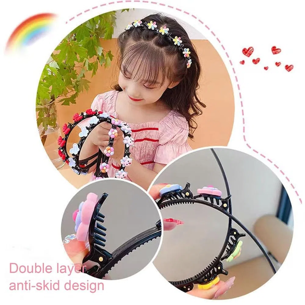 Splendido fermaglio per capelli in stile principessa, fasce a doppio strato con clip, cerchietti alla moda, splendidi fermagli per capelli con doppia frangia per ragazze (5 pezzi B, taglia unica)