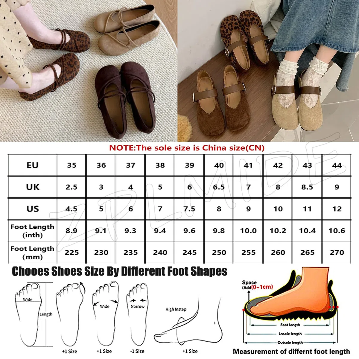 Mary Jane Flat, scarpe ortopediche in pelle scamosciata, con punta arrotondata, classiche, scarpe Mary Jane, scarpe casual da lavoro