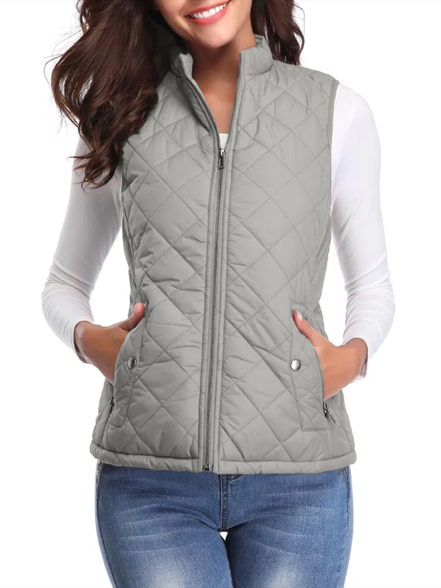 fuinloth Gilet Donna Smanicato Primaverile Autunno Invernale Panciotto Dritto Giacche Leggeri Senza Maniche Giacca