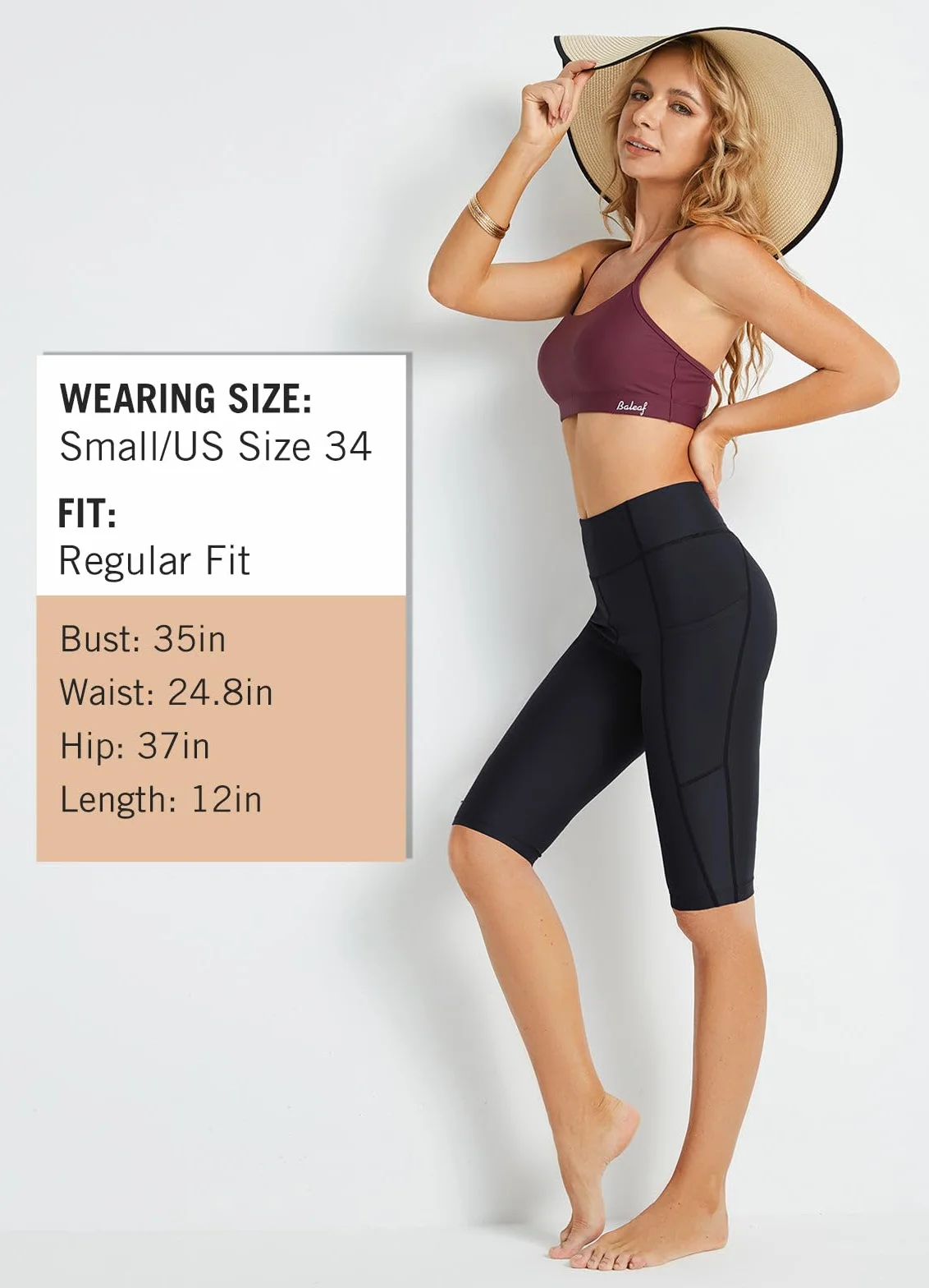 baleaf Pantaloncini da Bagno Donna UV Protezione Lunghezza al Ginocchio Costumi da Bagno Alta Vita con Tasche