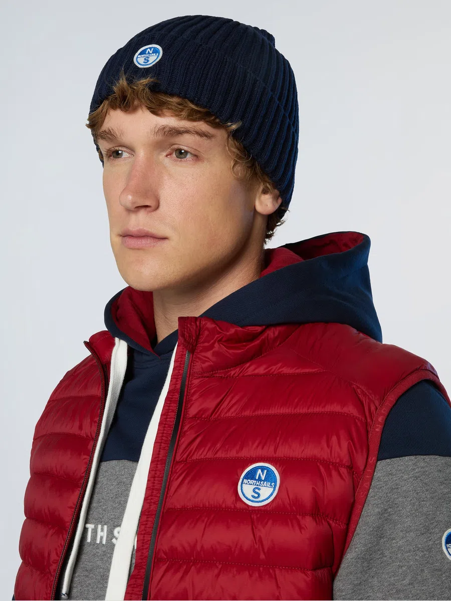 NORTH SAILS Berretto Uomo in Misto Cotone e Lana Riciclati a Coste con Logo
