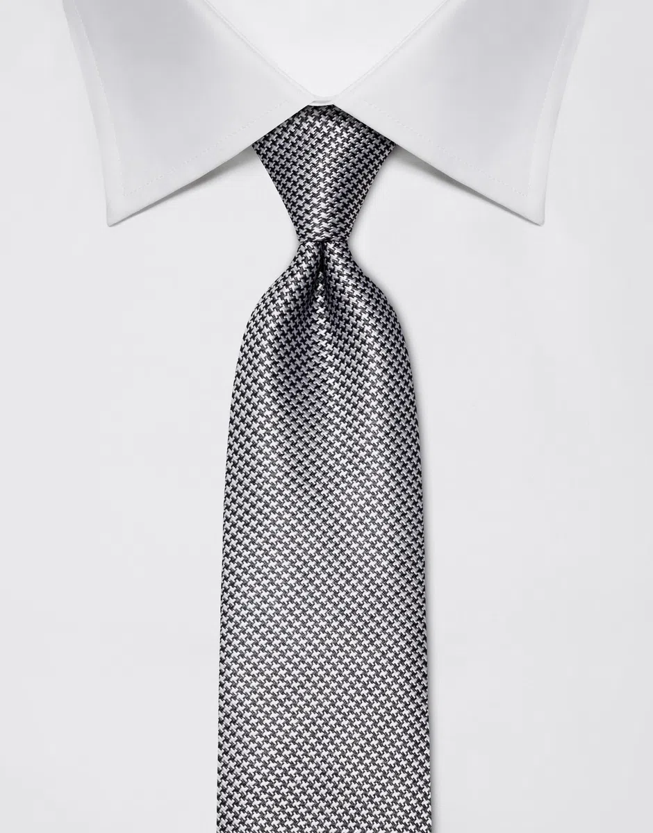 Vincenzo Boretti cravatta elegante classica da uomo, 8 cm x 15 cm, di pura seta di alta qualità, idrorepellente e antisporco, motivo pied-de-poule