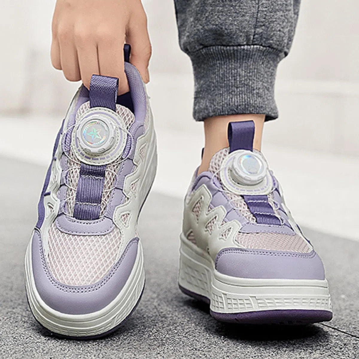 Mateju Scarpe con Rotelle Bambini Ragazza e Ragazzo, Scarpe da Skateboard Sportive all'aperto Traspirante 2 in 1 con 4 Ruote Rimovibili, Scarpe da Ginnastica Adolescente con Ruote