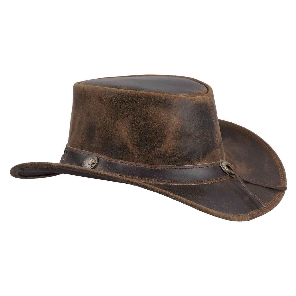Leatherick Cappello da Cowboy in Pelle Scamosciata Cappello in Vera Pelle di Vacchetta dell'outback Occidentale in Pelle Scamosciata Stile Australiano