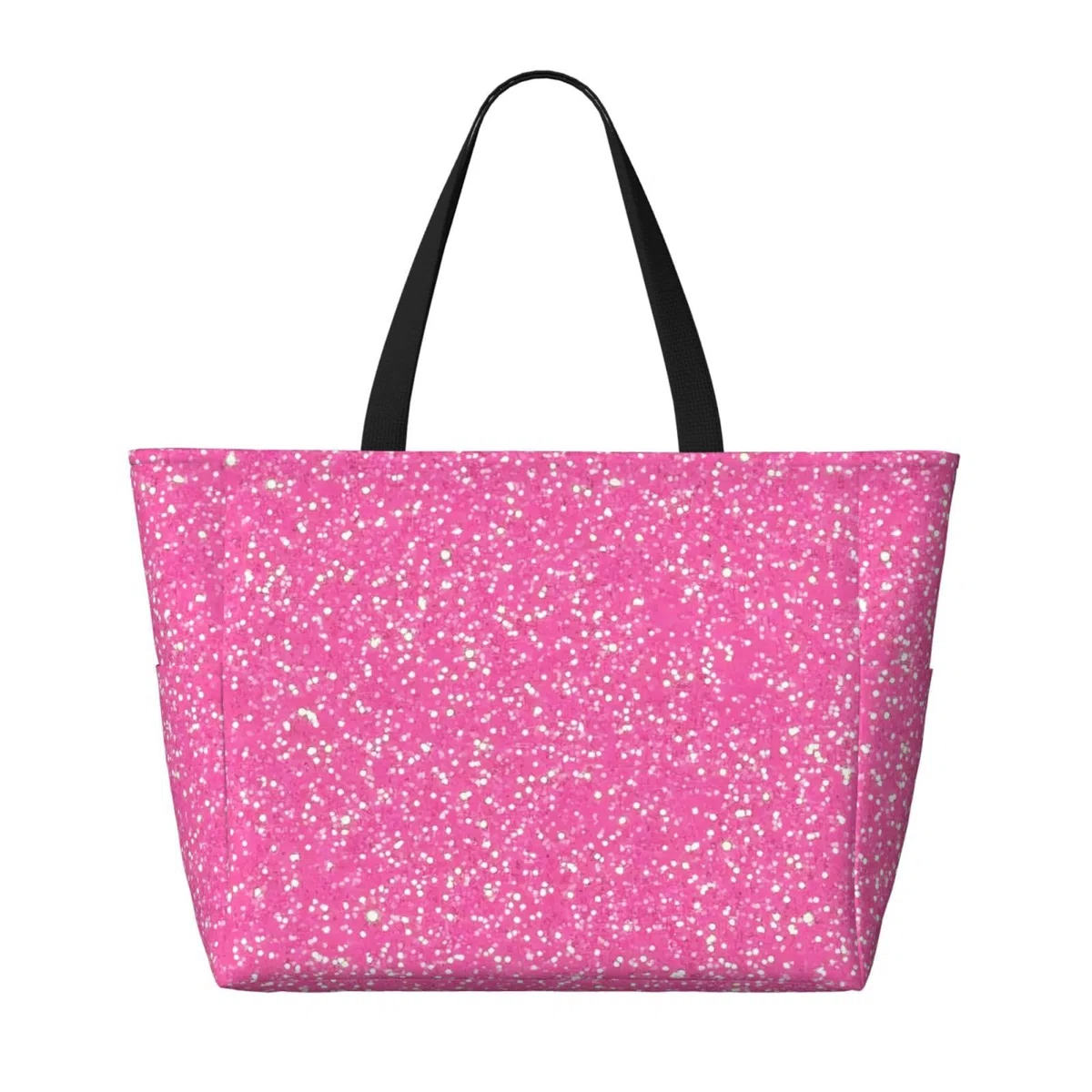 Borsa da spiaggia extra large con glitter rosa scintillante con tasche con cerniera, borsa impermeabile per piscina, picnic, palestra e viaggi