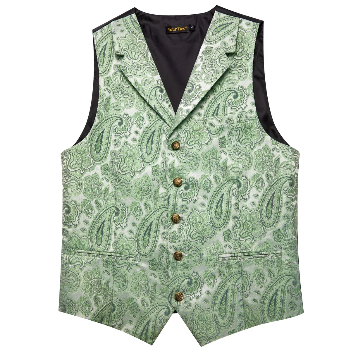 YourTies Gilet da uomo in seta jacquard floreale Paisley gilet cravatta tasca gemelli cravatta cravatta cravatta matrimonio formale