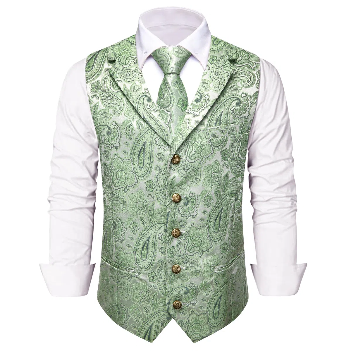 YourTies Gilet da uomo in seta jacquard floreale Paisley gilet cravatta tasca gemelli cravatta cravatta cravatta matrimonio formale