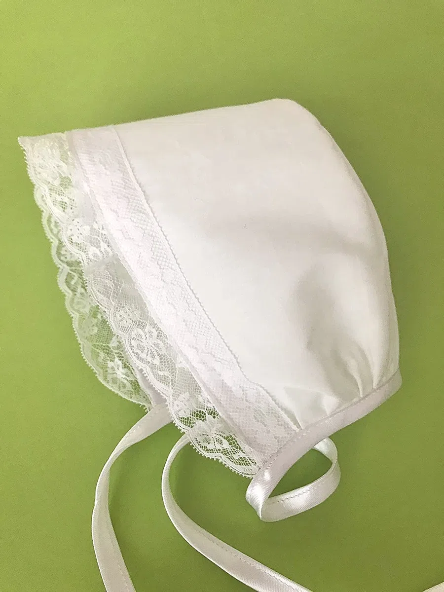 Tulle e MERAVIGLIE Cuffietta Bianca in Cotone per Bambina, Cuffietta Battesimo Fatta a Mano, Regalo Babyshower