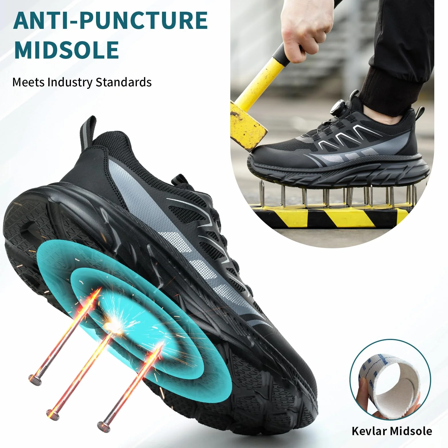 RASEARY Scarpe Antinfortunistiche Uomo Donna Leggere Scarpe da Lavoro Comode Scarpe da Antinfortunistica con Punta in Acciaio Traspiranti Antiscivolo Scarpe Protettive Industriali