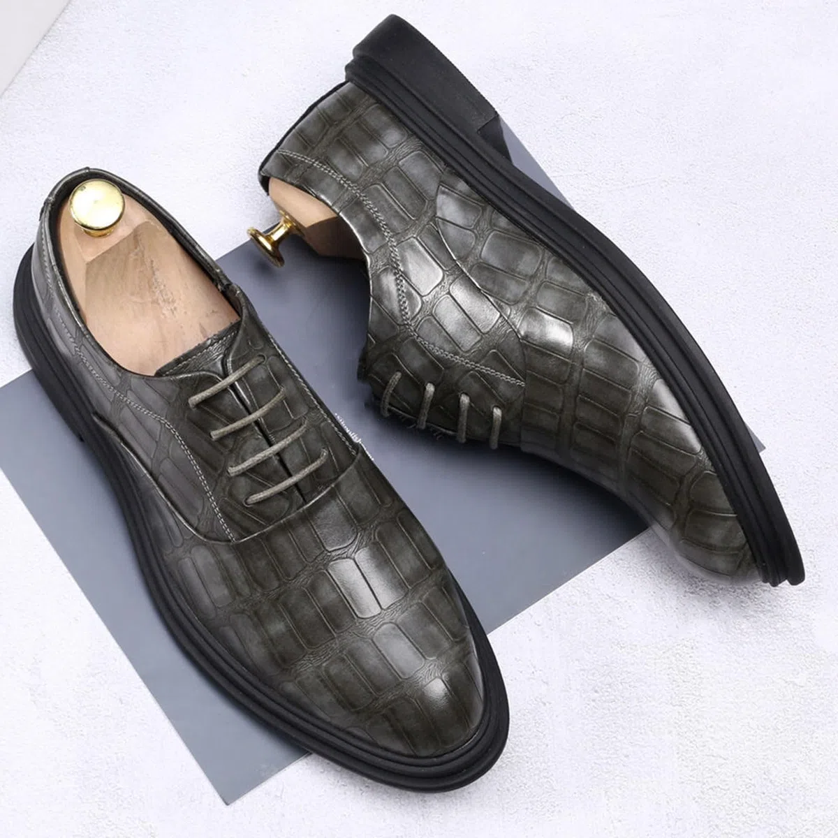 Scarpe Oxford da Uomo Eleganti Basse PU Stringate Derby