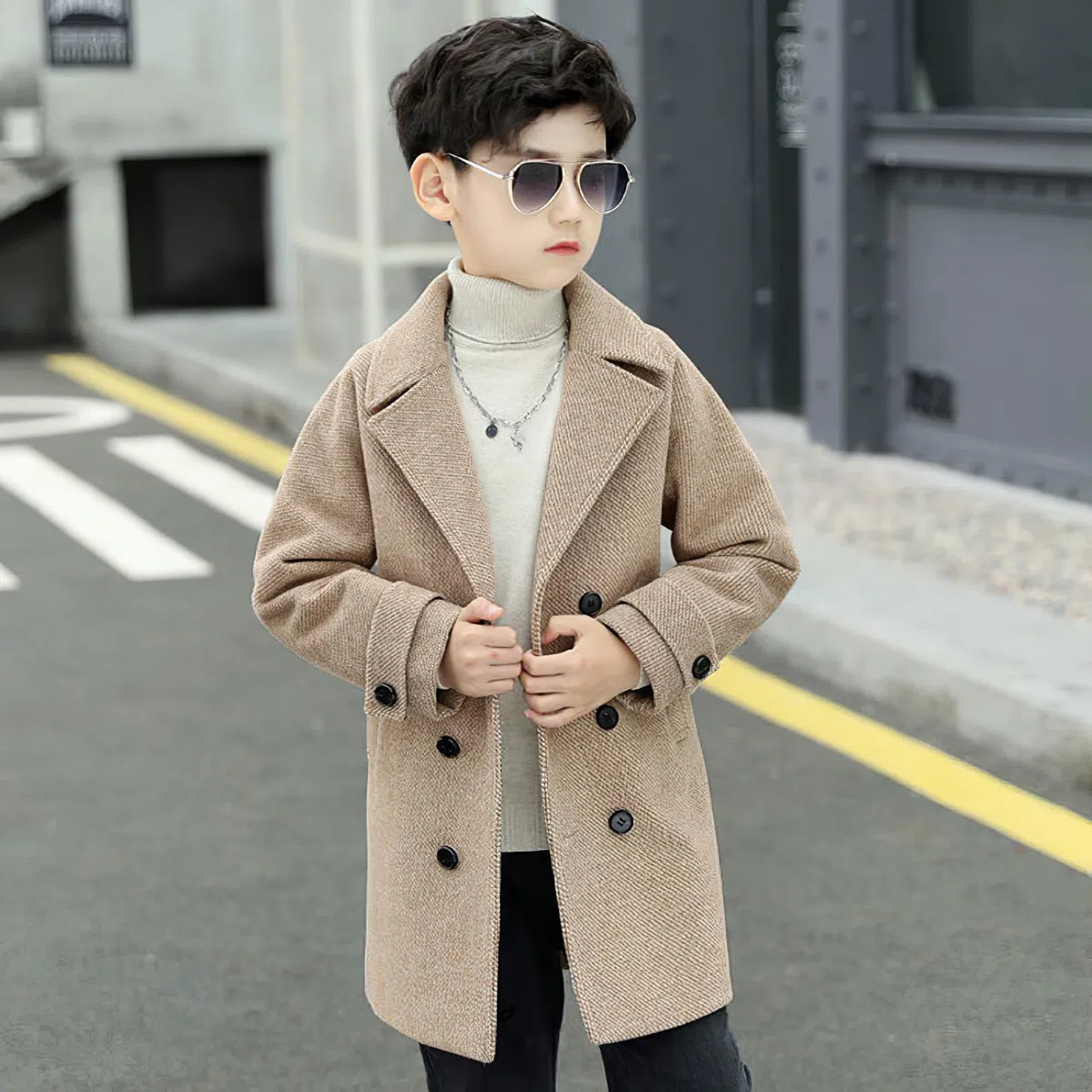 amropi Bambini Ragazzi Cappotto Trench a Doppiopetto Invernale Antivento Parka Giacca 3-10 Anni
