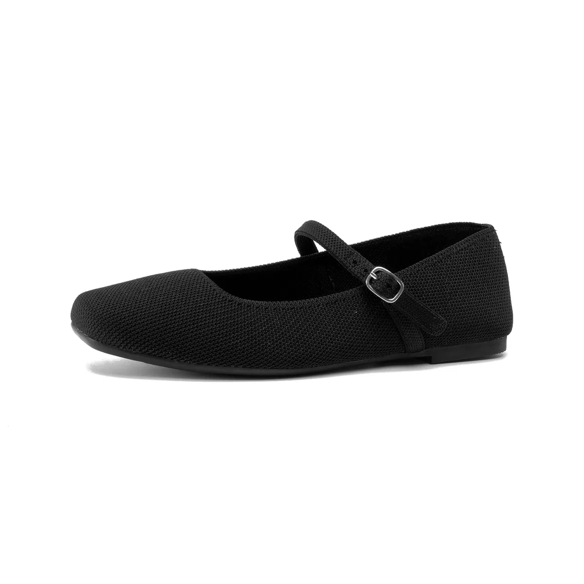 Soesyi Ballerine da donna in maglia con punta quadrata casual con cinturino alla caviglia, scarpe Mary Jane da donna comode per ufficio elegante
