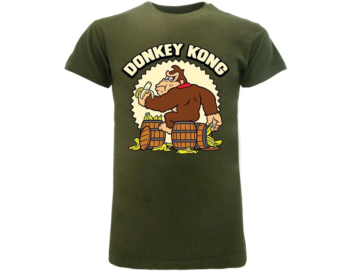 Fashion UK T-Shirt Donkey Kong Super Mario Bros scimmione con Banana Originale Nera Maglia Maglietta Prodotto Ufficiale Adulto Unisex (L)