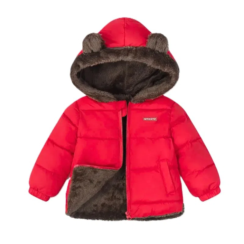 Giacca Invernale Bambino con Cappuccio Orecchie, Piumino Imbottito con Fodera in Pelliccia Sintetica, Caldo Cappotto Invernale
