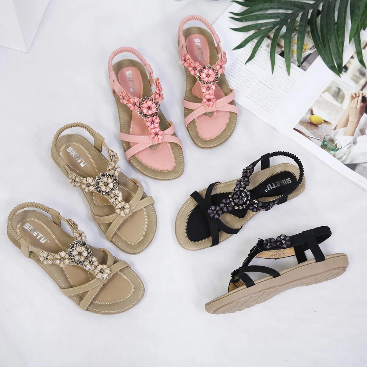 Acfoda Bohemien Sandali Donna Estive Comode infradito da Spiaggia