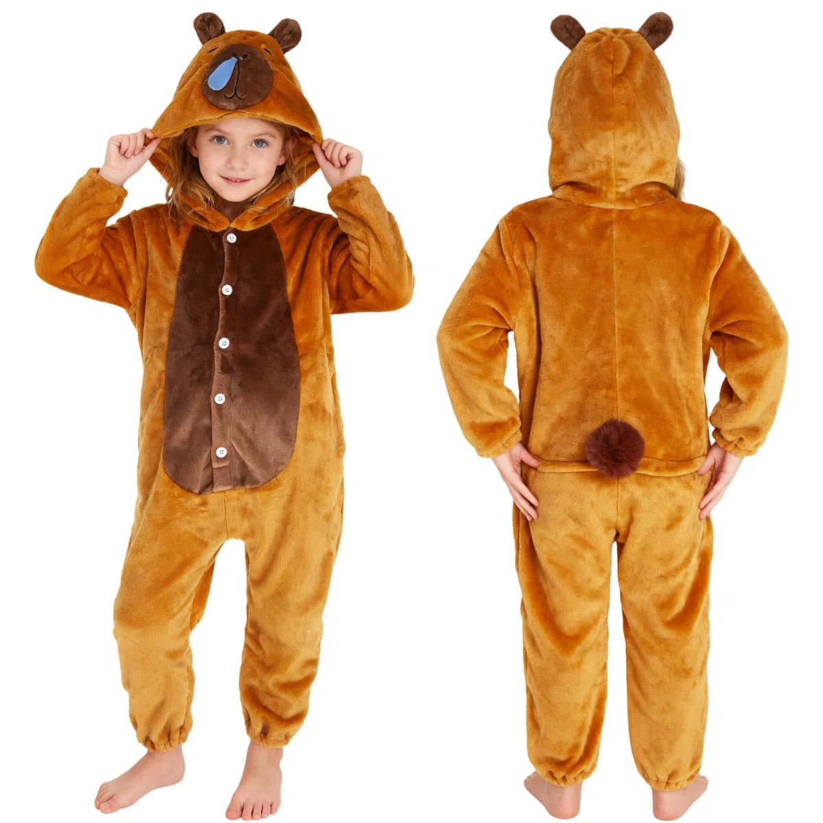 PinkSheep Pigiama invernale per bambini, a forma di animale dei cartoni animati, per ragazzi e ragazze, morbida tuta per bambini