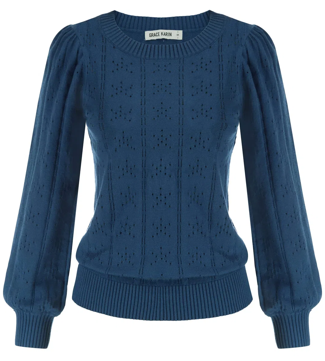 GRACE KARIN Maglia Elegante Donna a Manica Lunga con Scollo a Rotondo Tinta Unita