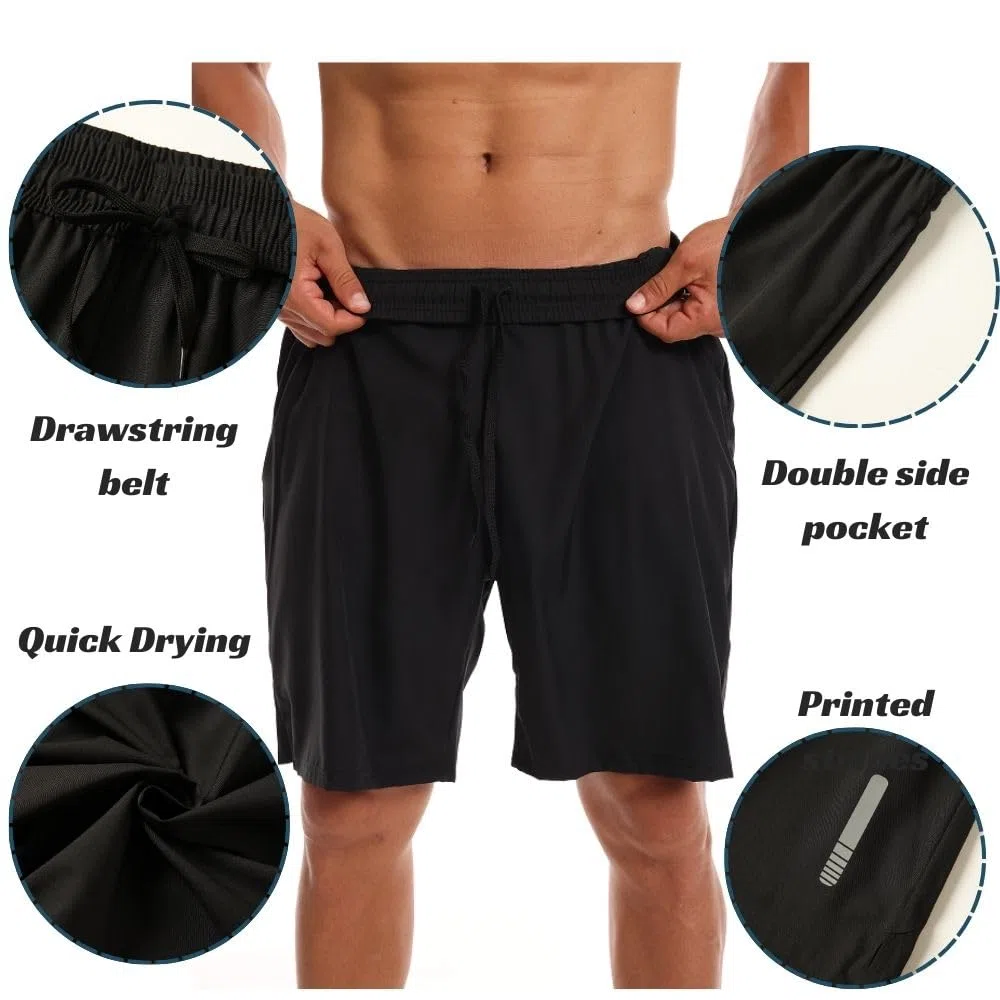 Pantaloncini sportivi da uomo, ad asciugatura rapida, per palestra, corsa, allenamento, 3 pezzi