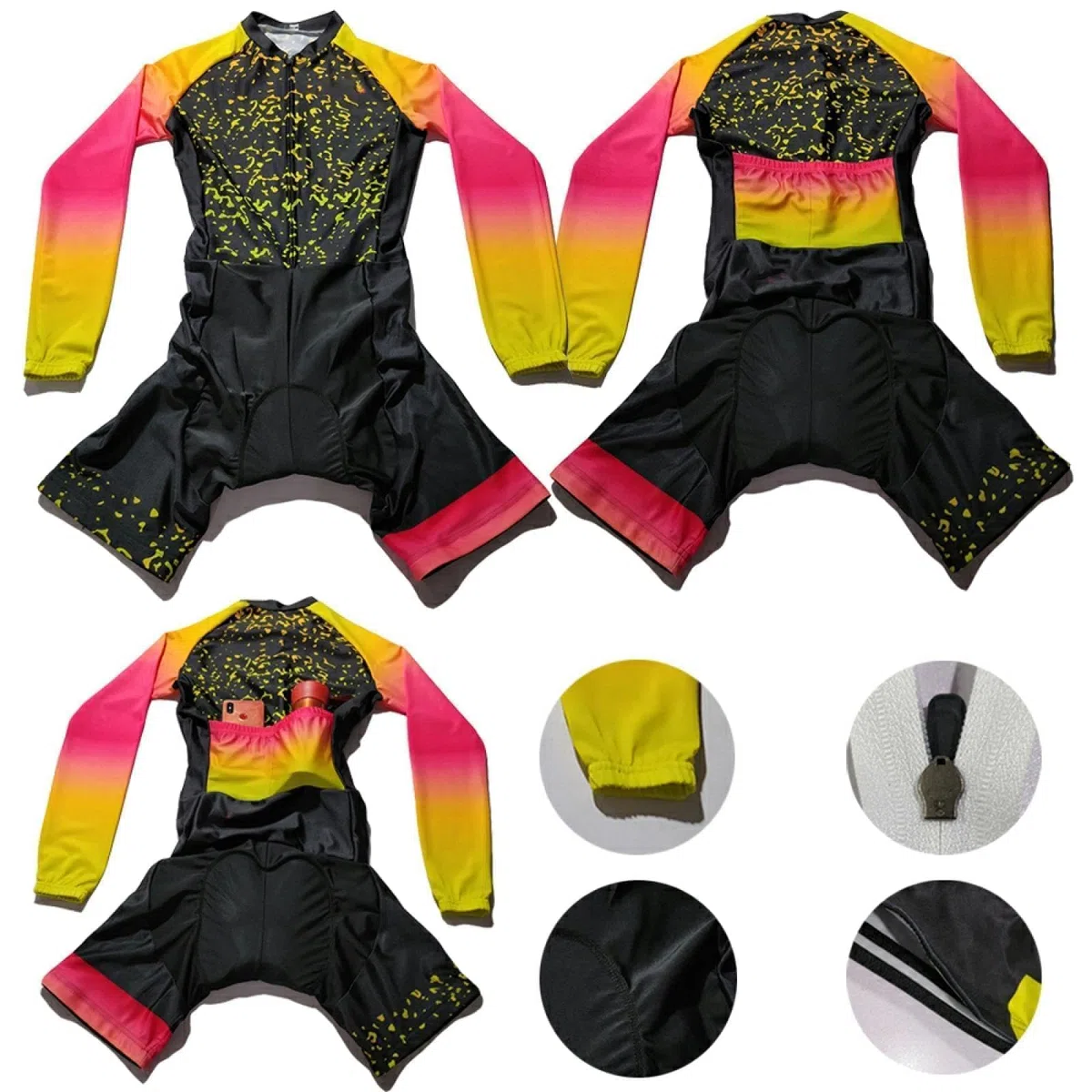 Tuta da ciclismo da donna, in jersey, a maniche corte, aderente