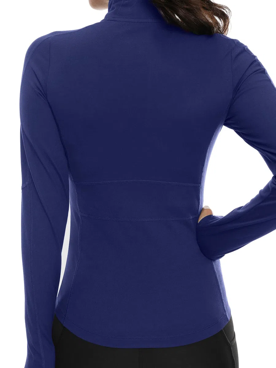 VUTRU Giacca sportiva da donna, a maniche lunghe, per fitness, yoga, fitness, fitness, con tasche, foro per il pollice, traspirante