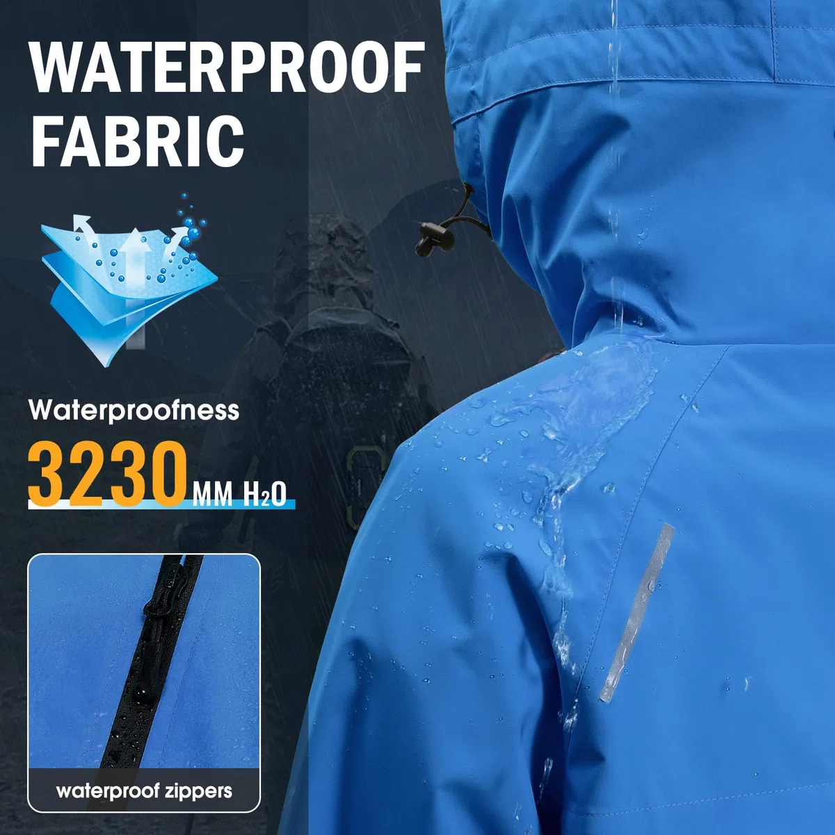 UMIPUBO Giacca Impermeabile Per Uomo Antipioggia Cappotto Da Pioggia All'aperto Resistente Al Vento Riflettente Respirante Leggera Pieghevole Con Cappuccio Per Corsa Trekking
