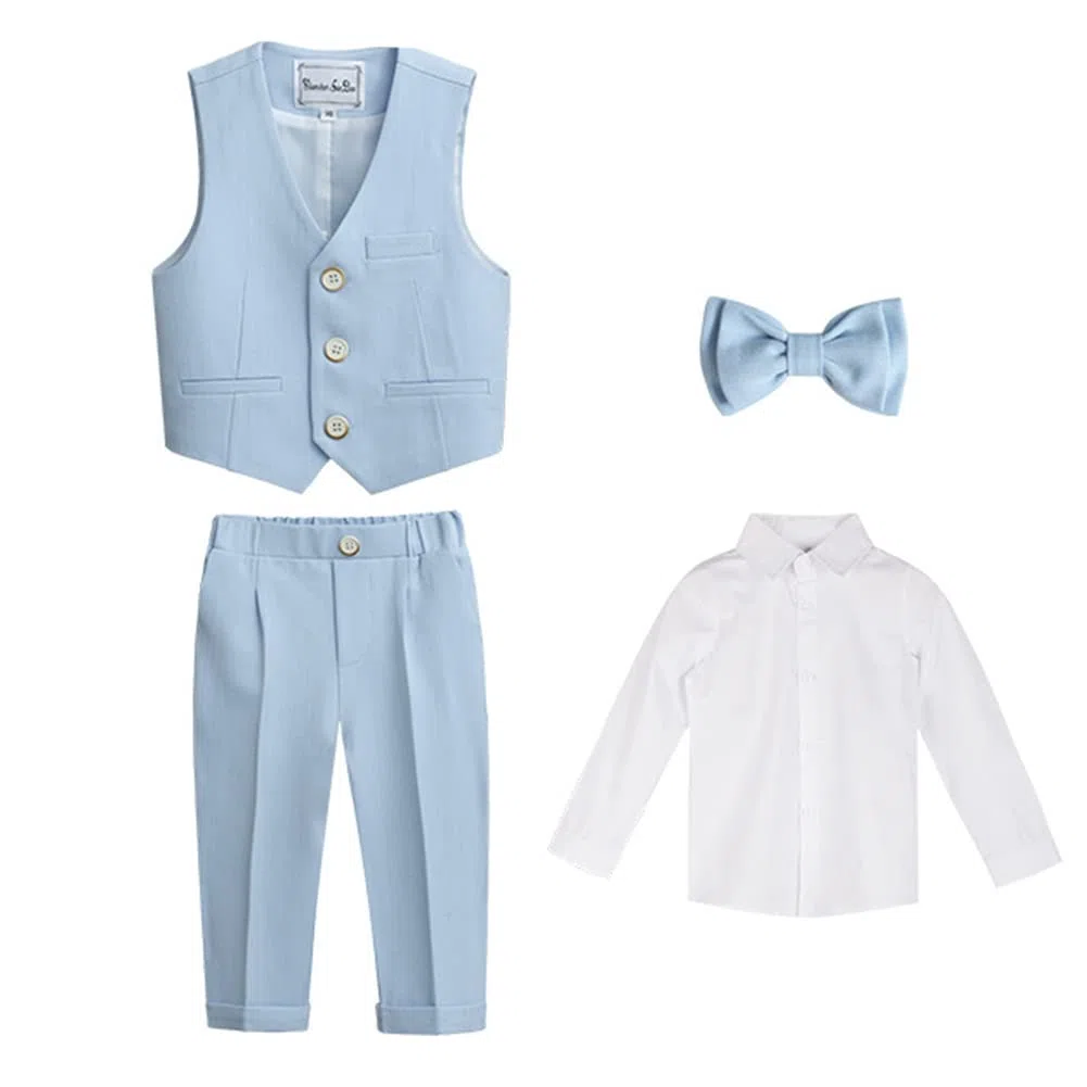 Completo da Bambino 4/5/6 Pezzi Eleganti Abiti da Cerimonia Gentleman Smoking da Ragazzo Abito Formale Doppiopetto da Battesimo Bambini e Ragazzi Gentiluomo Vestito per Matrimonio Festa