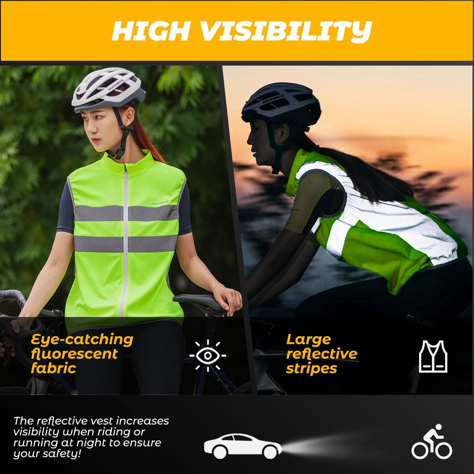 ROCKBROS Gilet Catarifrangente Uomo Donna, Gilet Antivento per Sport Ciclismo Running, Riflettente Traspirante, Grigio Verde