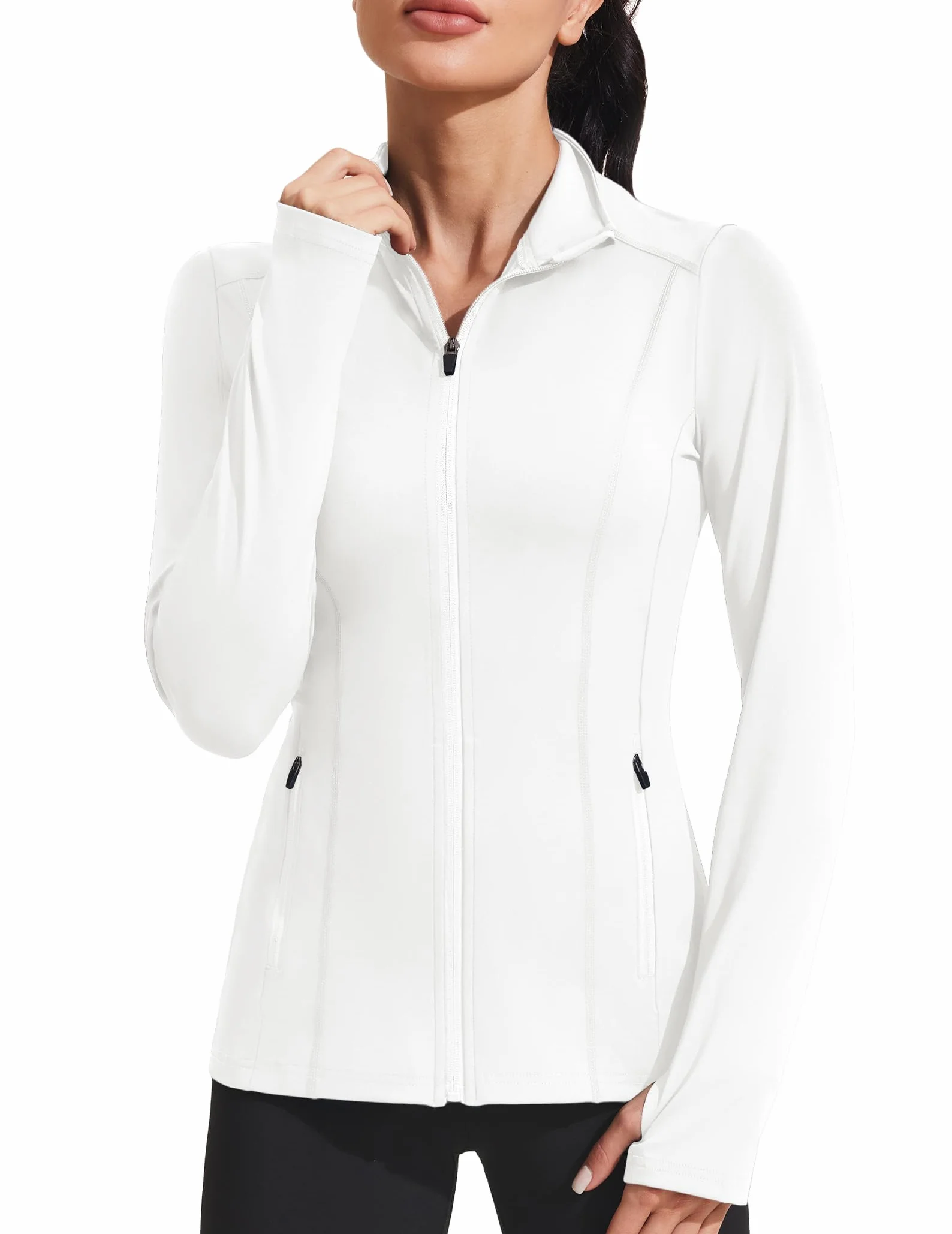 PINSPARK Giacca Da Corsa Da Donna Giacca Sportiva a Maniche Lunghe Giacca Da Allenamento Traspirante Giacca Leggera Con Cerniera