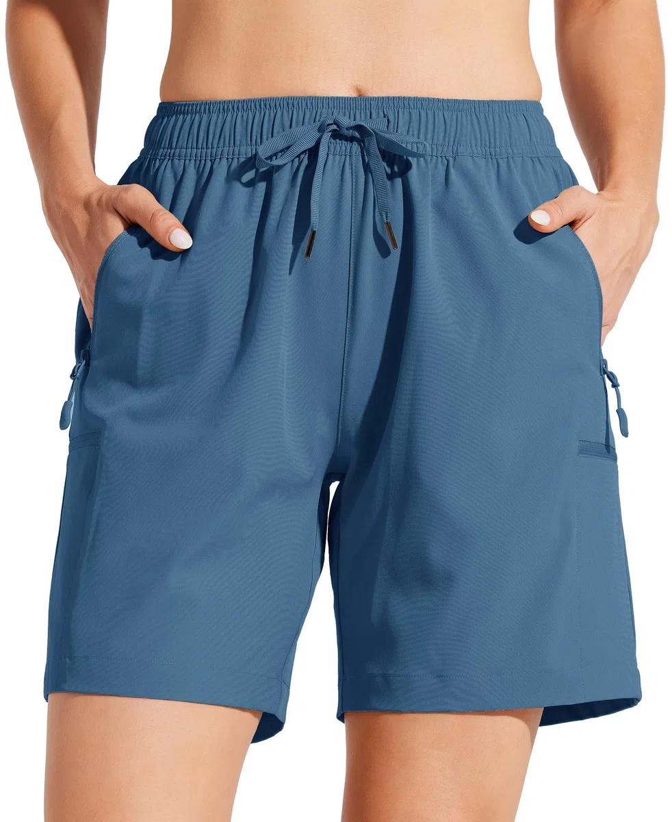 WILLIT Pantaloncini cargo da donna, ad asciugatura rapida, per escursioni, sportivi, estivi, con tasche