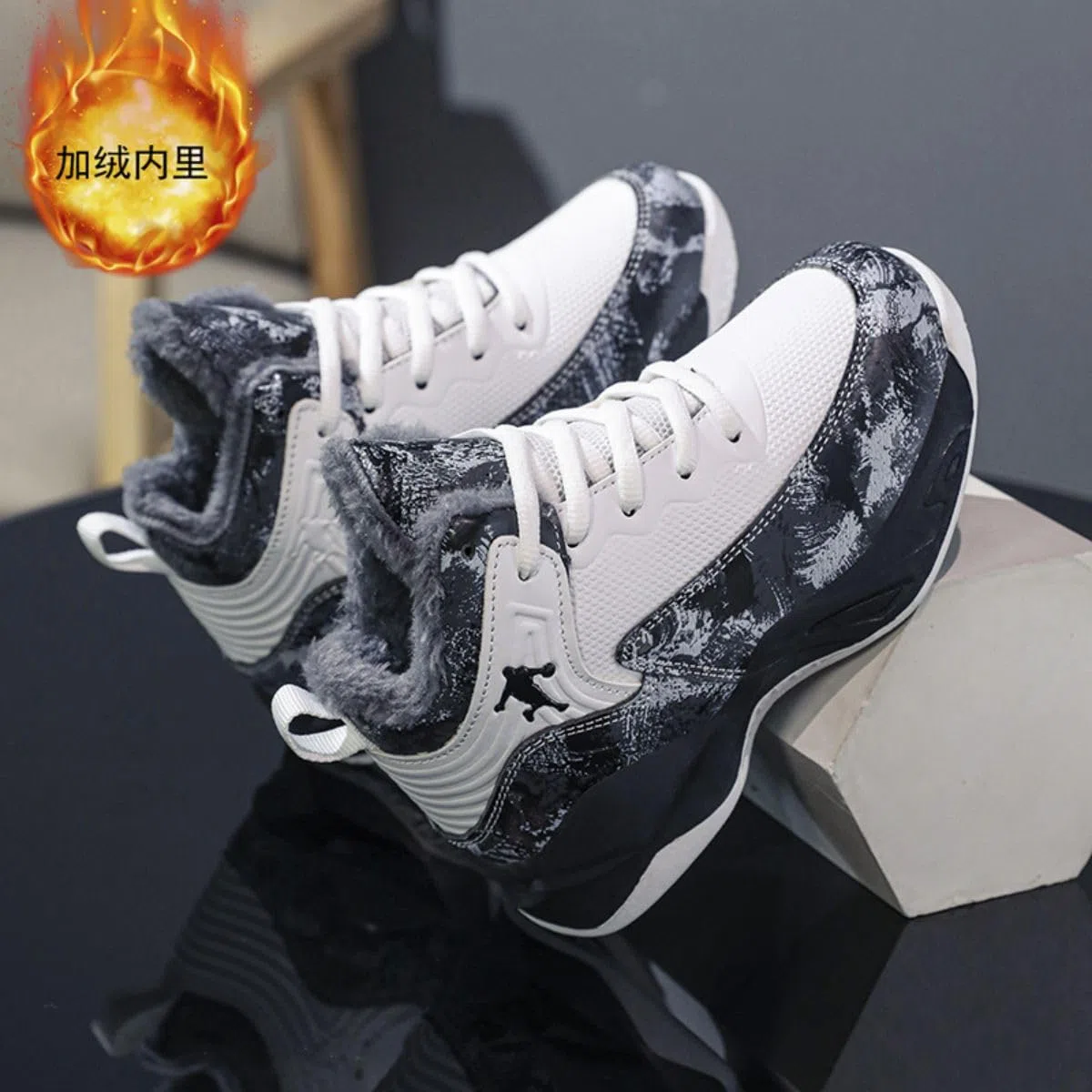 Elegante Calore Imbottito Scarpe da Basket per Ragazzi Scarpe da Basket per Bambini Allacciatura Sportiva Scarpe Sportive