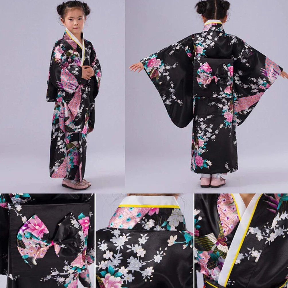Gonne strette Ragazze Vestito Tradizionale Giapponese Ragazze Costume Bambini Vestiti Outings Kimono Bambino Ragazza Vestiti & Gonna Body Da Ginnastica Per Ragazze Con