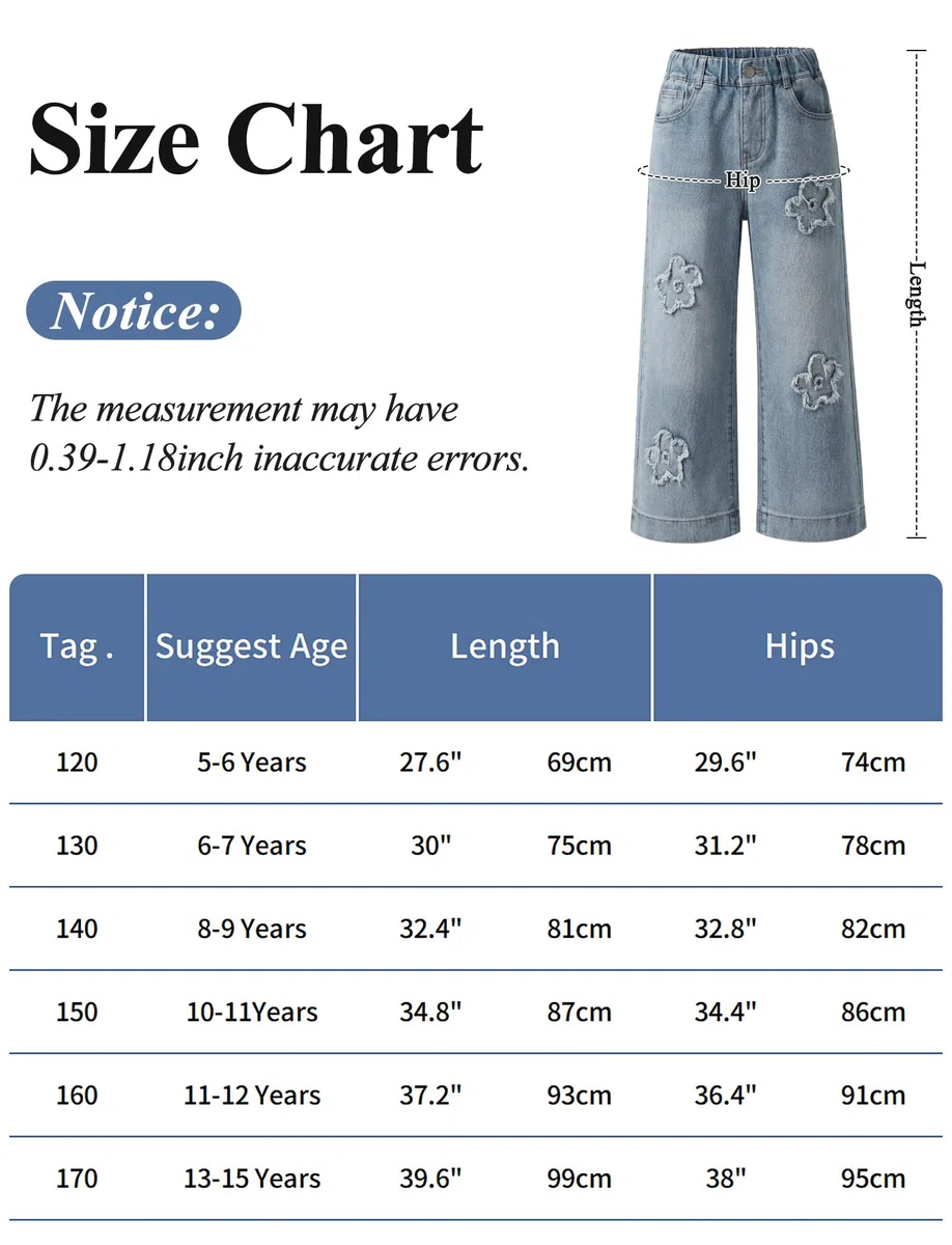 SEAUR Jeans da ragazza a gamba larga Bootcut elastico in vita pantaloni larghi in denim da ragazza jeans larghi in cotone gamba dritta