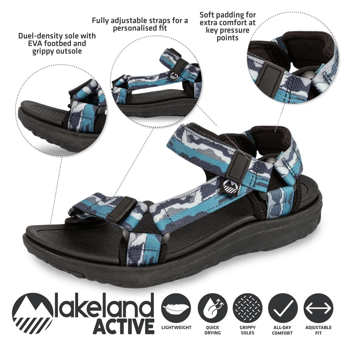 Lakeland Active Stonethwaite - Sandali da trekking da uomo regolabili