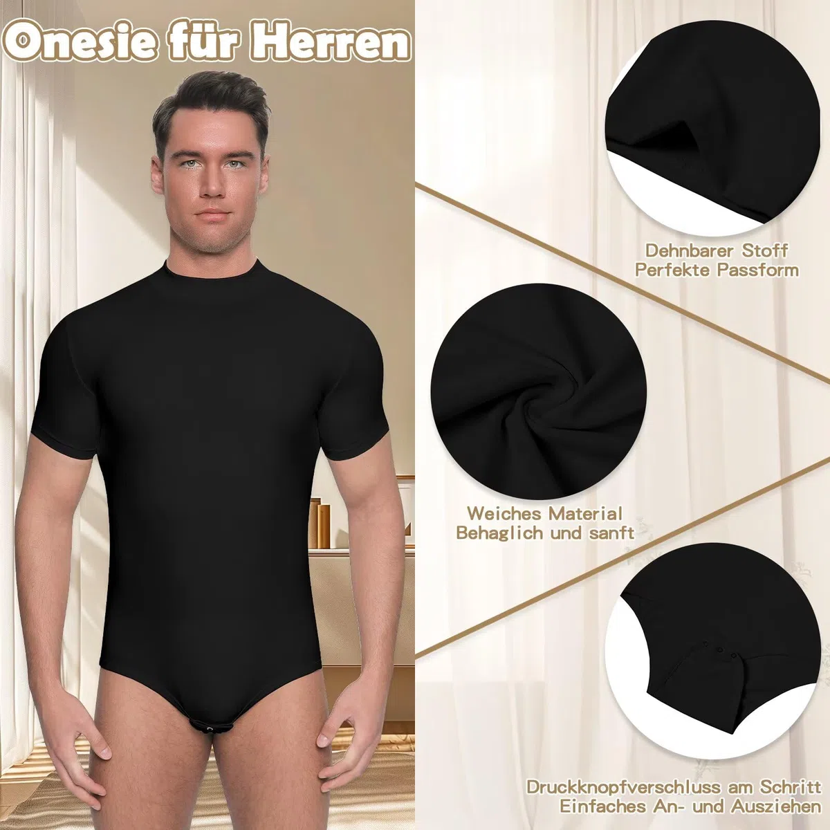 Landofgenie Body Uomo Manica Corta con Collo Mezzo Alto Body Elastico per Business Casual & Everyday Maglietta Base Estensibile