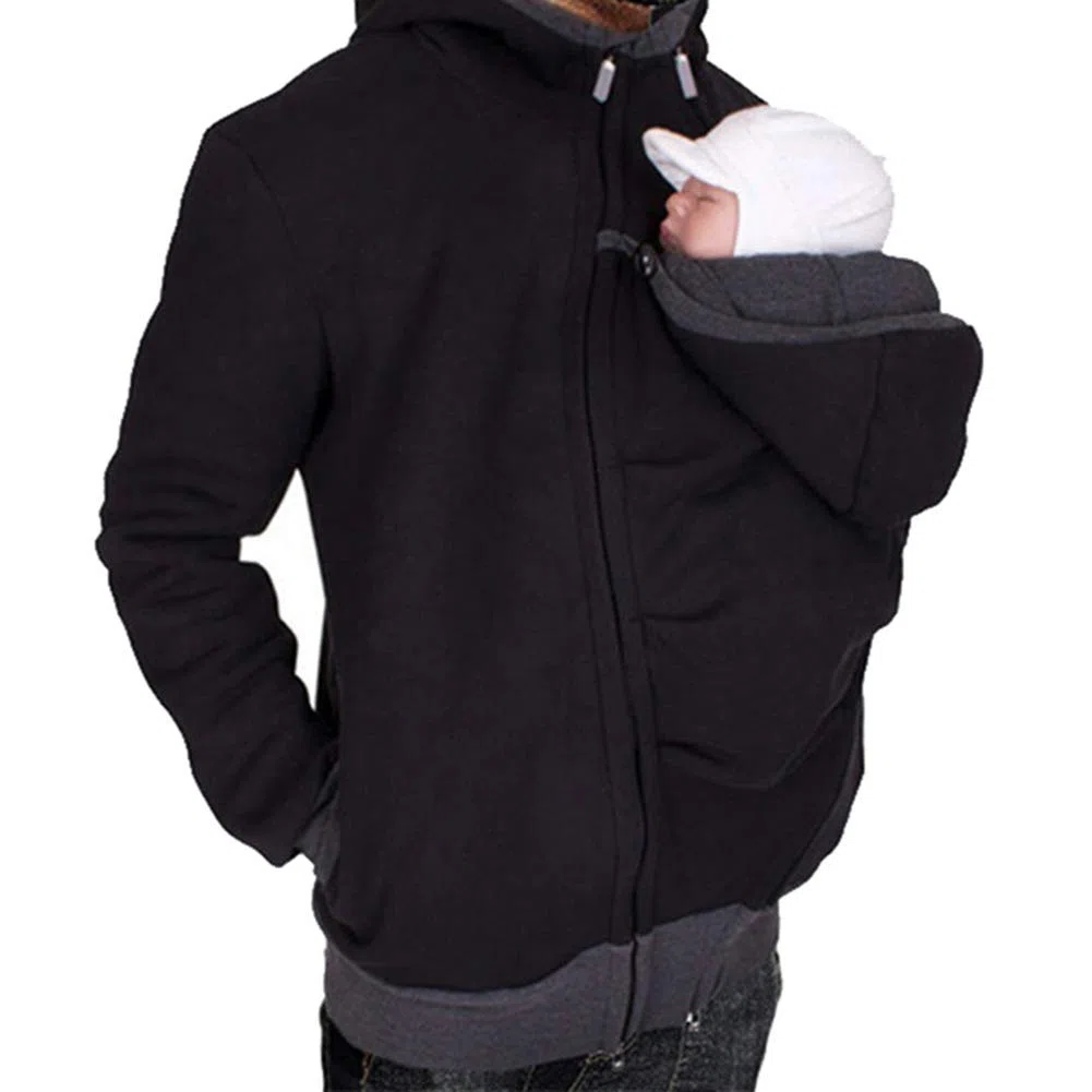 amropi Uomo Felpe del Portare Neonato Bambino Felpa con Cappuccio Canguro Porta Bebè Hoodie Autunno e Inverno