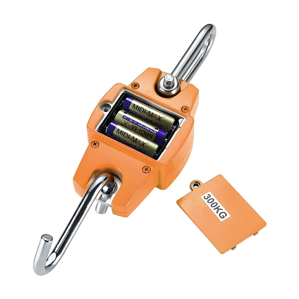 Qumox Bilancia Digitale a Gancio 300kg, Portatile con Custodia in Alluminio, Display Retroilluminato, Gancio a S, per Agricoltura, Caccia, Pesca, Viaggio, Esterno (Arancione)