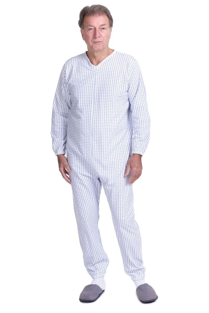 FERRUCCI COMFORT Pigiama Sanitario Invernale per Anziani - 9012 F - Unisex - Adatto per l'inverno - Felpato