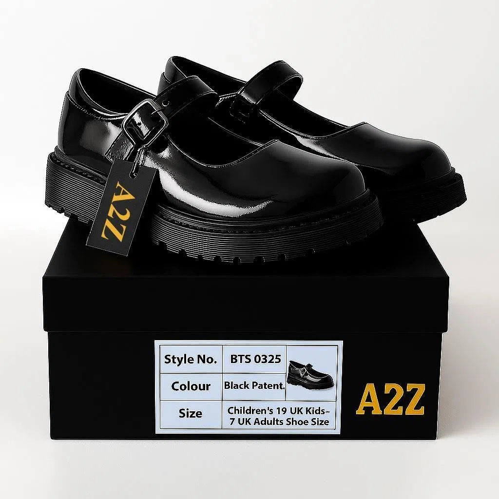 A2Z Scarpe da scuola Mary Jane in vernice nera per ragazze e adolescenti, con cinturino con fibbia, scarpe formali, per università e ufficio, in pelle PU, comode, con suola antiscivolo, da donna