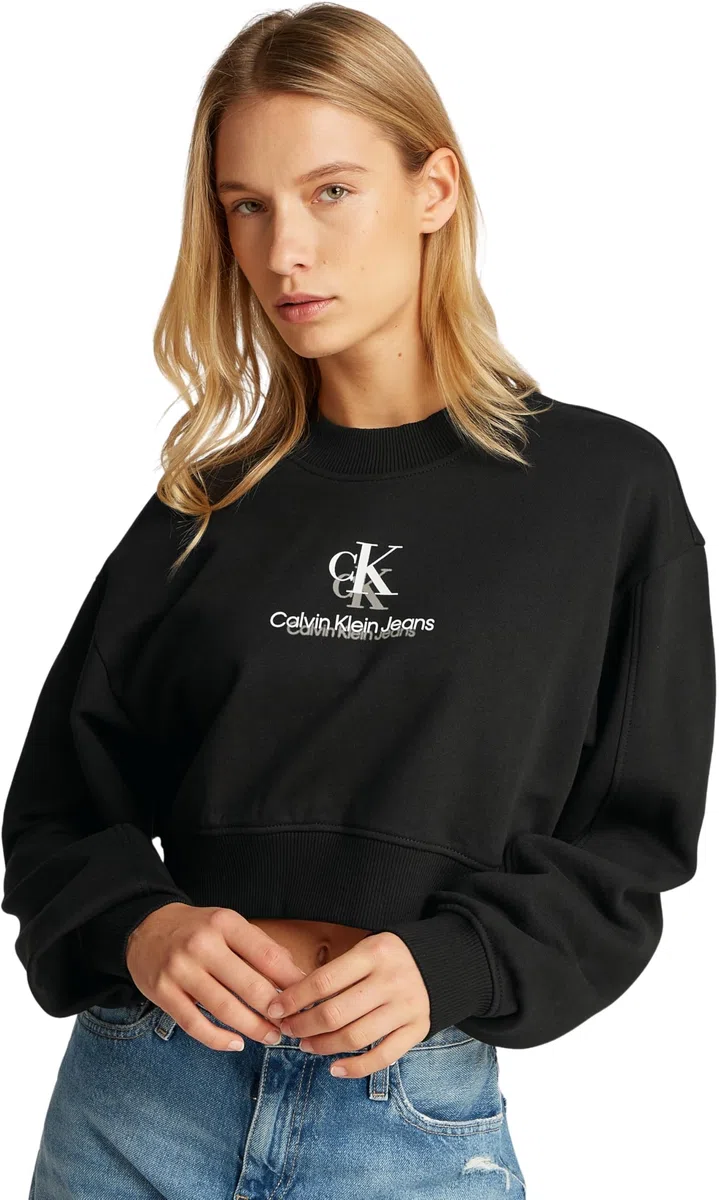 Calvin Klein Donna Felpa Shadow Graphic Crewneck Cropped