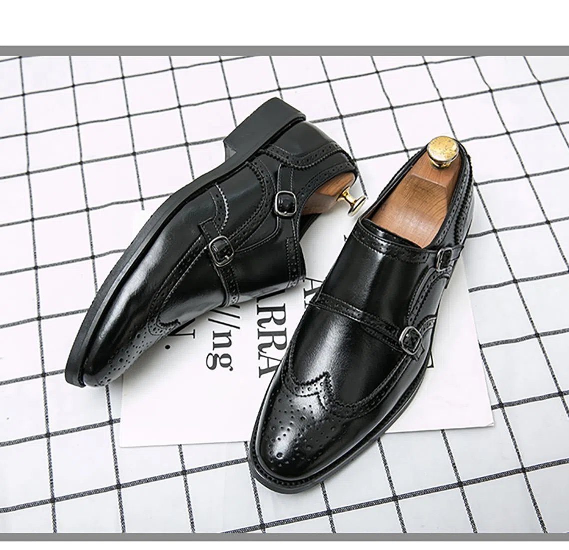 Mocassini da Uomo con Doppia Fibbia Ecopelle Classica Formali Scarpe Eleganti Casual Feste Matrimonio Mocassino Brogue