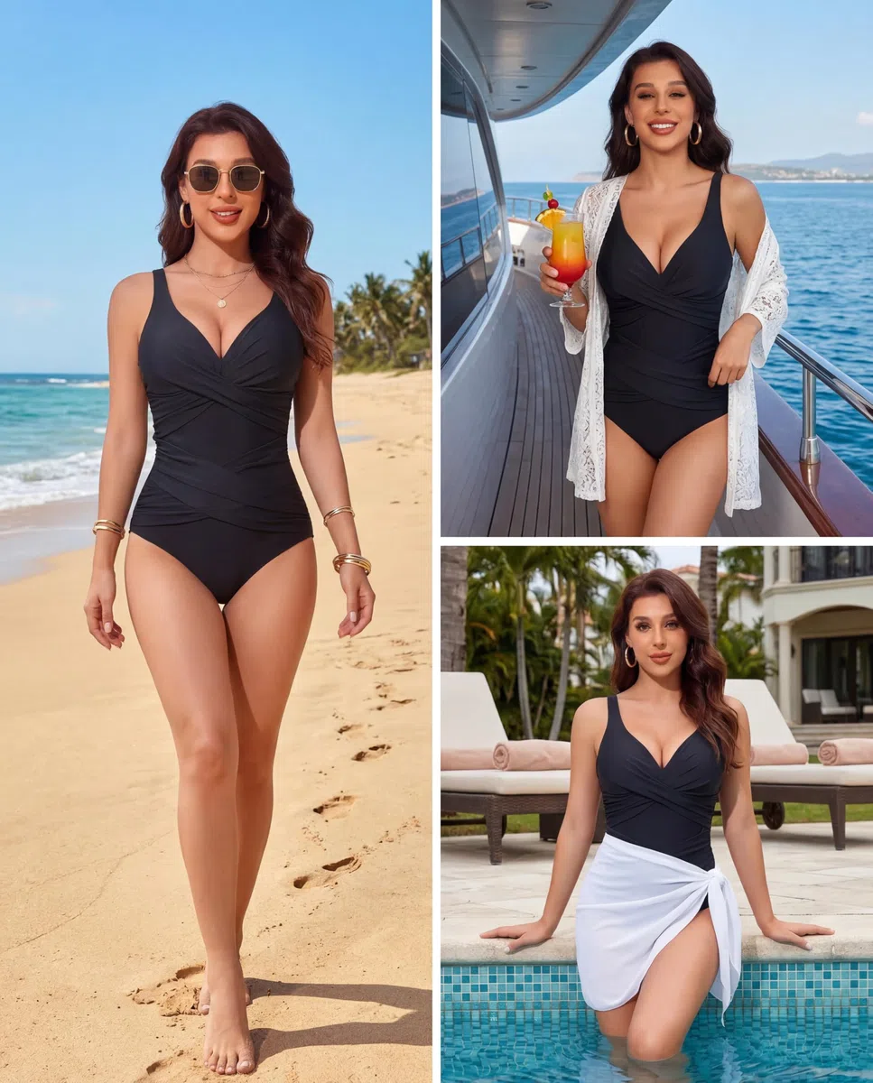 Smismivo Costume da Bagno Intero da Donna con Controllo della Pancia Push up Costume Intero Donna con Halter Imbottito Elegante Curvy Costumi da Bagno Donna Spiaggia Estate Beachwear