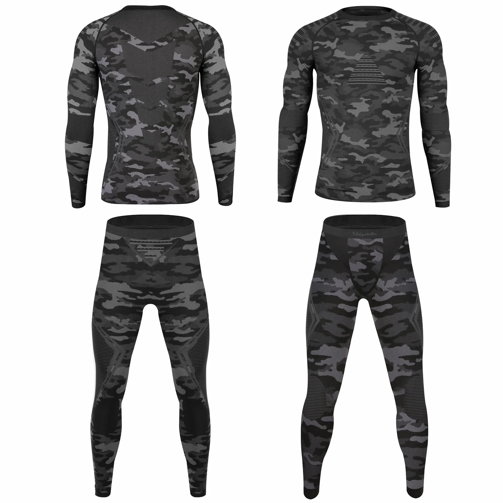 UNIQUEBELLA Biancheria Intima Termica da Uomo, Biancheria Intima Funzionale da Uomo Traspirante e ad Asciugatura Rapida, Set di Biancheria Intima